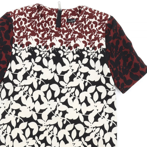 Zara Womens Multicoloured Geometric Polyester T-Shirt Dress Size S Round Neck Zip