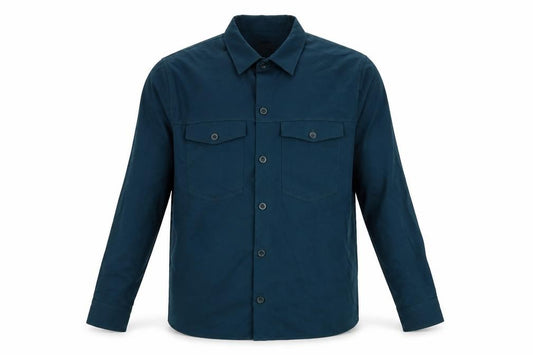 Front view of Boohoo men’s green polyester button-up, size S, collared button
