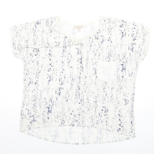 Bellambia Womens White Viscose Basic T-Shirt Size M Round Neck