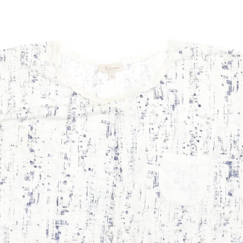 Bellambia Womens White Viscose Basic T-Shirt Size M Round Neck