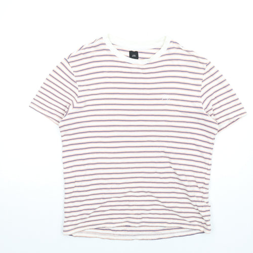 River Island Mens Multicoloured Striped Cotton T-Shirt Size M Round Neck