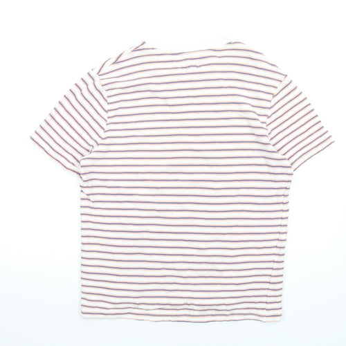 River Island Mens Multicoloured Striped Cotton T-Shirt Size M Round Neck