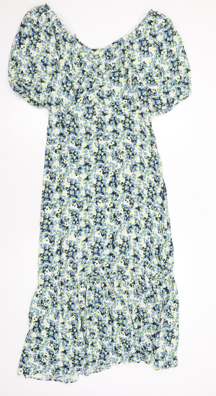Marks and Spencer Womens Multicoloured Floral Viscose Maxi Size 10 V-Neck Zip