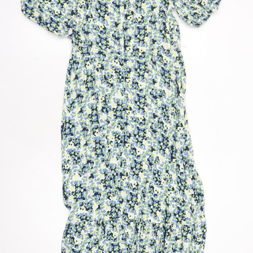 Marks and Spencer Womens Multicoloured Floral Viscose Maxi Size 10 V-Neck Zip