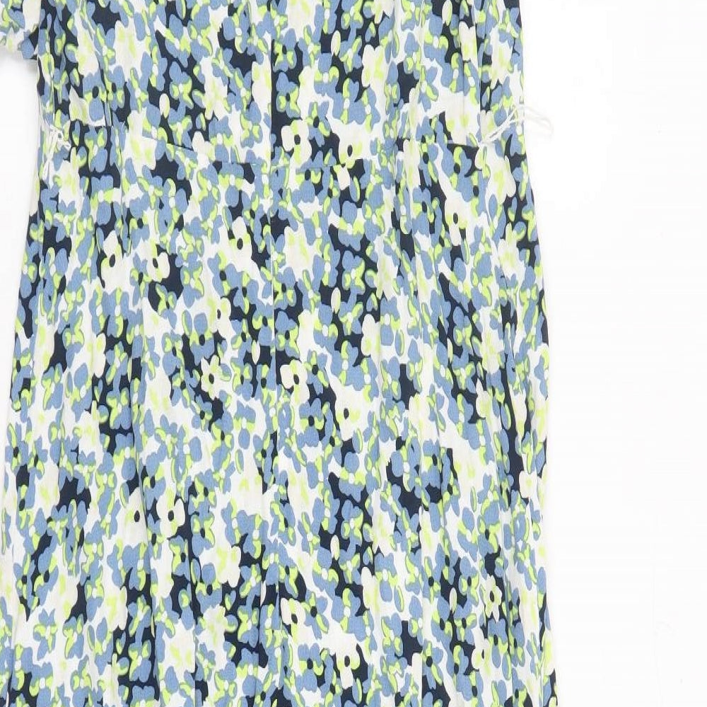 Marks and Spencer Womens Multicoloured Floral Viscose Maxi Size 10 V-Neck Zip