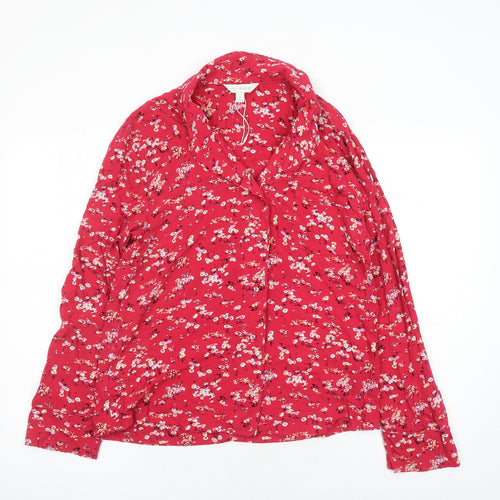Ghost Womens Red Floral Viscose Top Pyjama Top Size 8 Button