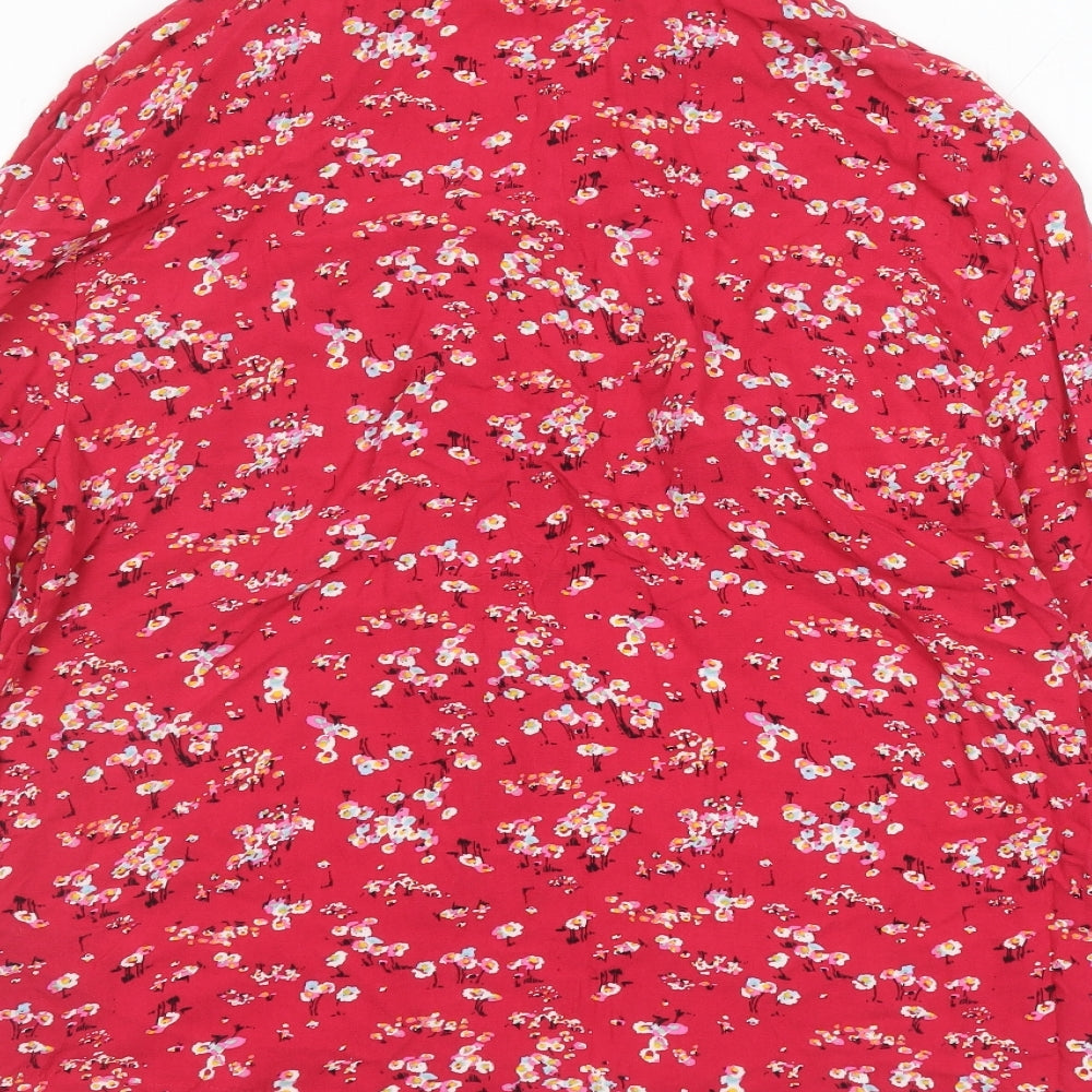 Ghost Womens Red Floral Viscose Top Pyjama Top Size 8 Button
