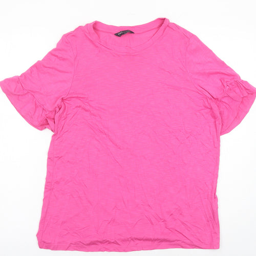 Marks and Spencer Womens Pink Modal Basic T-Shirt Size 8 Crew Neck