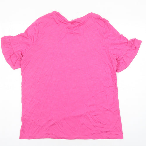Marks and Spencer Womens Pink Modal Basic T-Shirt Size 8 Crew Neck