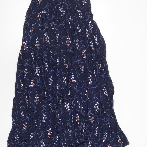 Marks and Spencer Womens Blue Floral Viscose Maxi Skirt Size 6 Zip