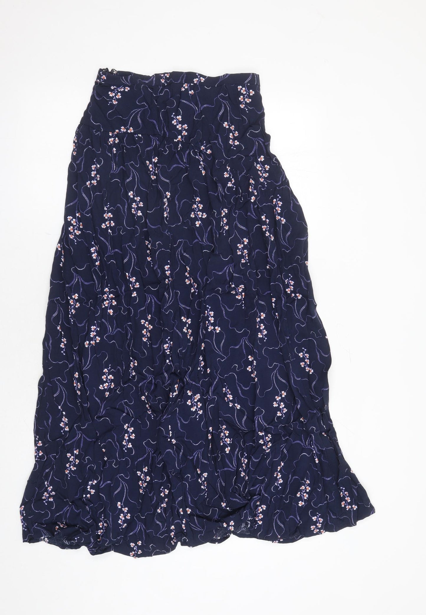 Marks and Spencer Womens Blue Floral Viscose Maxi Skirt Size 6 Zip