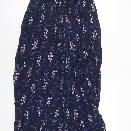 Marks and Spencer Womens Blue Floral Viscose Maxi Skirt Size 6 Zip