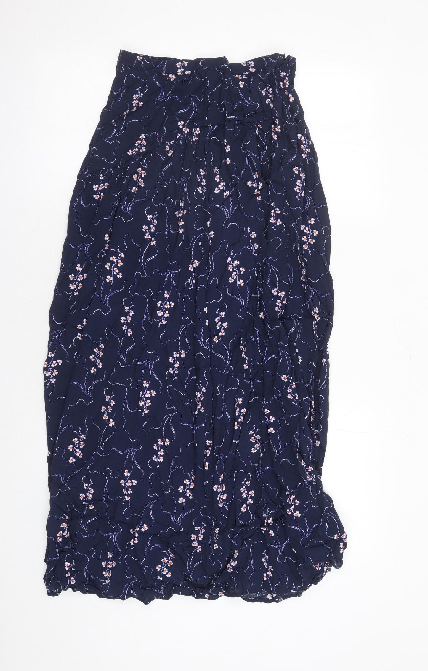 Marks and Spencer Womens Blue Floral Viscose Maxi Skirt Size 6 Zip