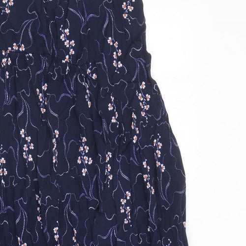 Marks and Spencer Womens Blue Floral Viscose Maxi Skirt Size 6 Zip