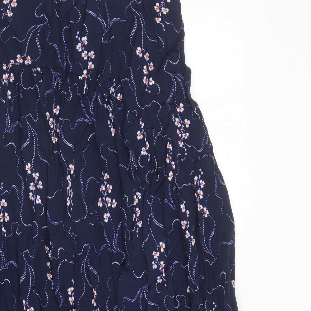 Marks and Spencer Womens Blue Floral Viscose Maxi Skirt Size 6 Zip