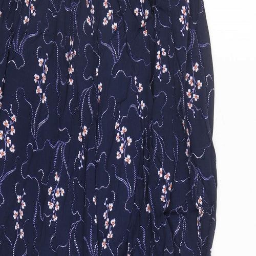 Marks and Spencer Womens Blue Floral Viscose Maxi Skirt Size 6 Zip