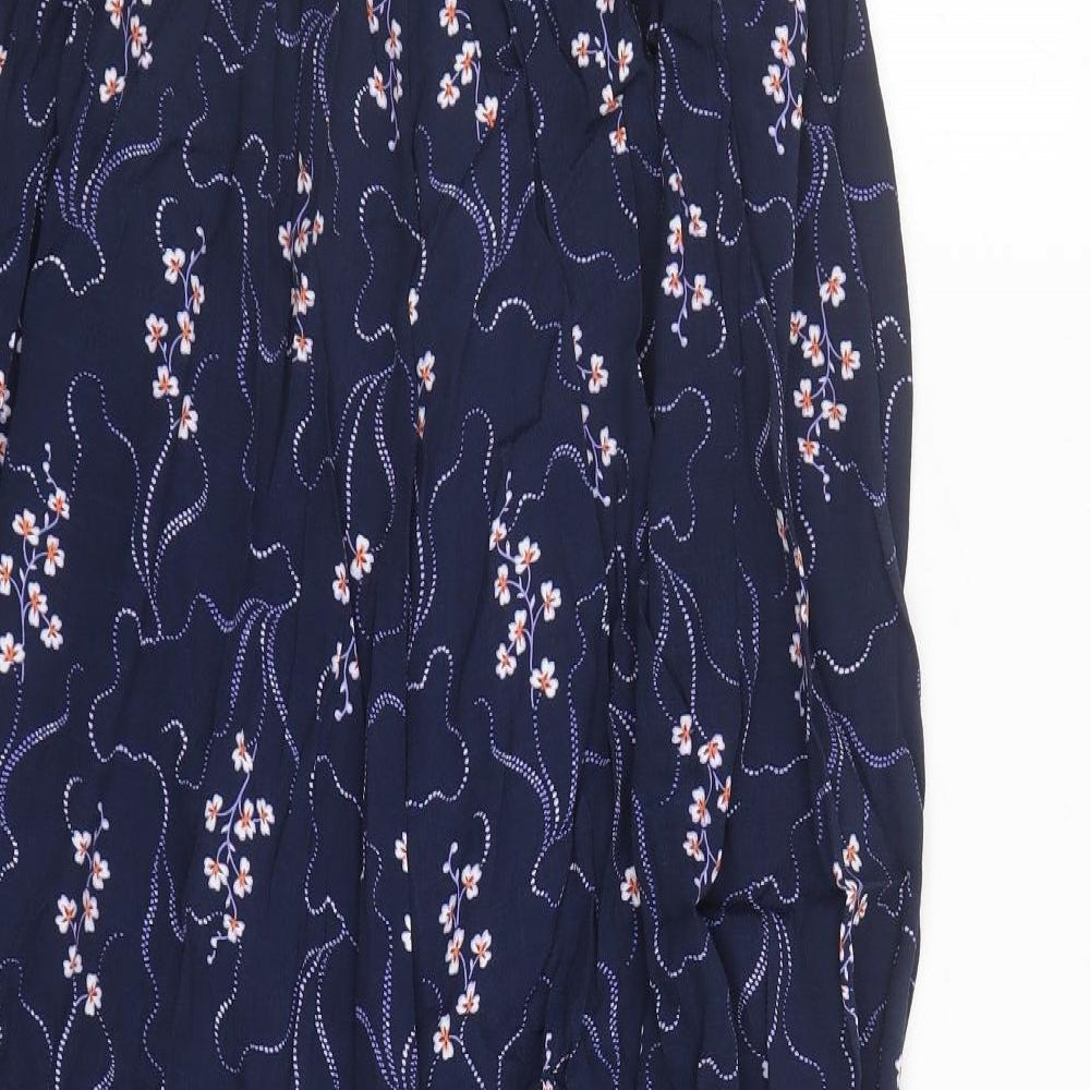 Marks and Spencer Womens Blue Floral Viscose Maxi Skirt Size 6 Zip