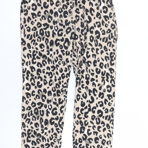 Marks and Spencer Womens Brown Animal Print Viscose Capri Trousers Size 6 L24 in Regular Zip - Leopard Pattern