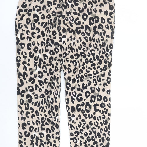 Marks and Spencer Womens Brown Animal Print Viscose Capri Trousers Size 6 L24 in Regular Zip - Leopard Pattern