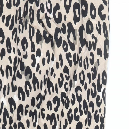 Marks and Spencer Womens Brown Animal Print Viscose Capri Trousers Size 6 L24 in Regular Zip - Leopard Pattern