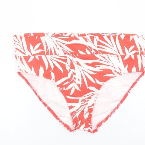 Marks and Spencer Womens Red Geometric Polyamide Swim Bottom Size 18 - Leaves Print