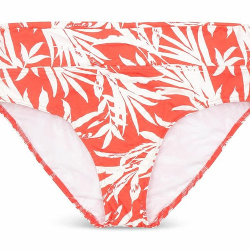 Marks and Spencer Womens Red Geometric Polyamide Swim Bottom Size 18 - Leaves Print