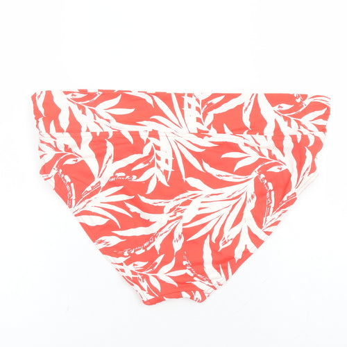 Marks and Spencer Womens Red Geometric Polyamide Swim Bottom Size 18 - Leaves Print