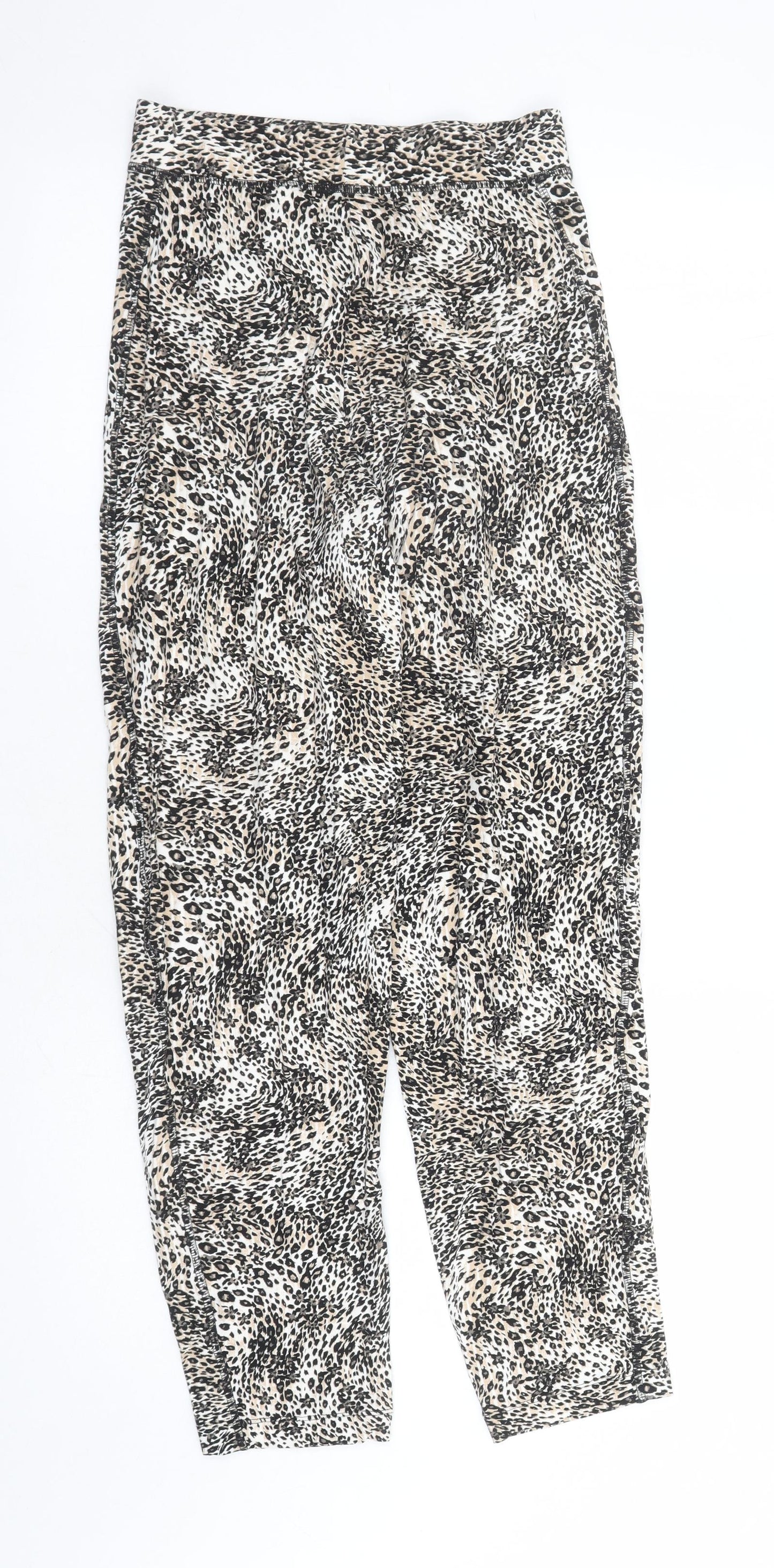 Marks and Spencer Womens Brown Animal Print Viscose Carrot Leggings Size 6 L28 in - Leopard Pattern Elasticated Waist