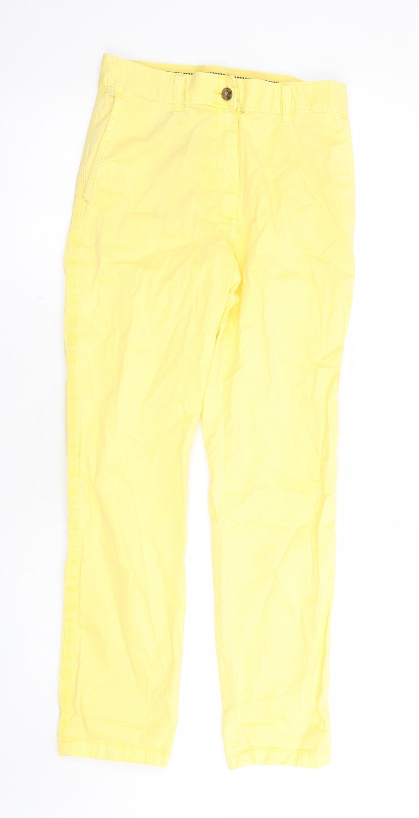 Marks and Spencer Womens Yellow Cotton Chino Trousers Size 6 L27 in Regular Zip