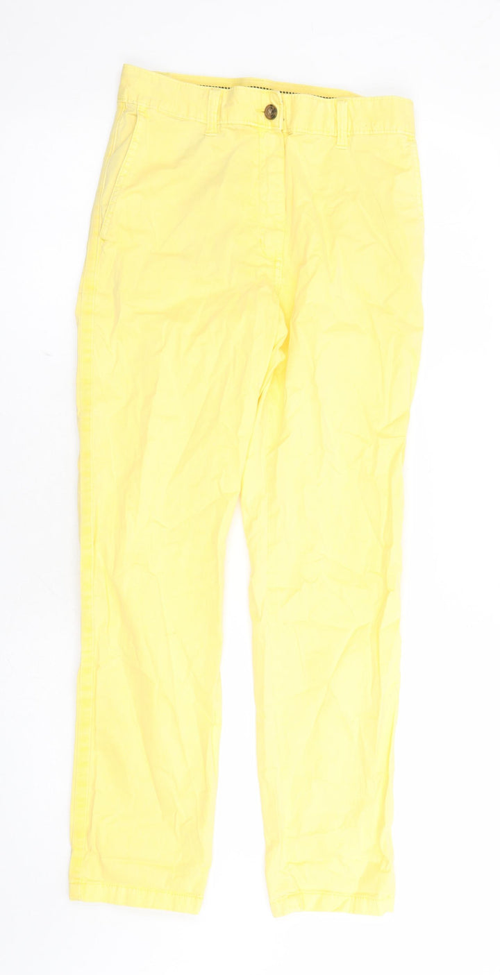 Marks and Spencer Womens Yellow Cotton Chino Trousers Size 6 L27 in Regular Zip