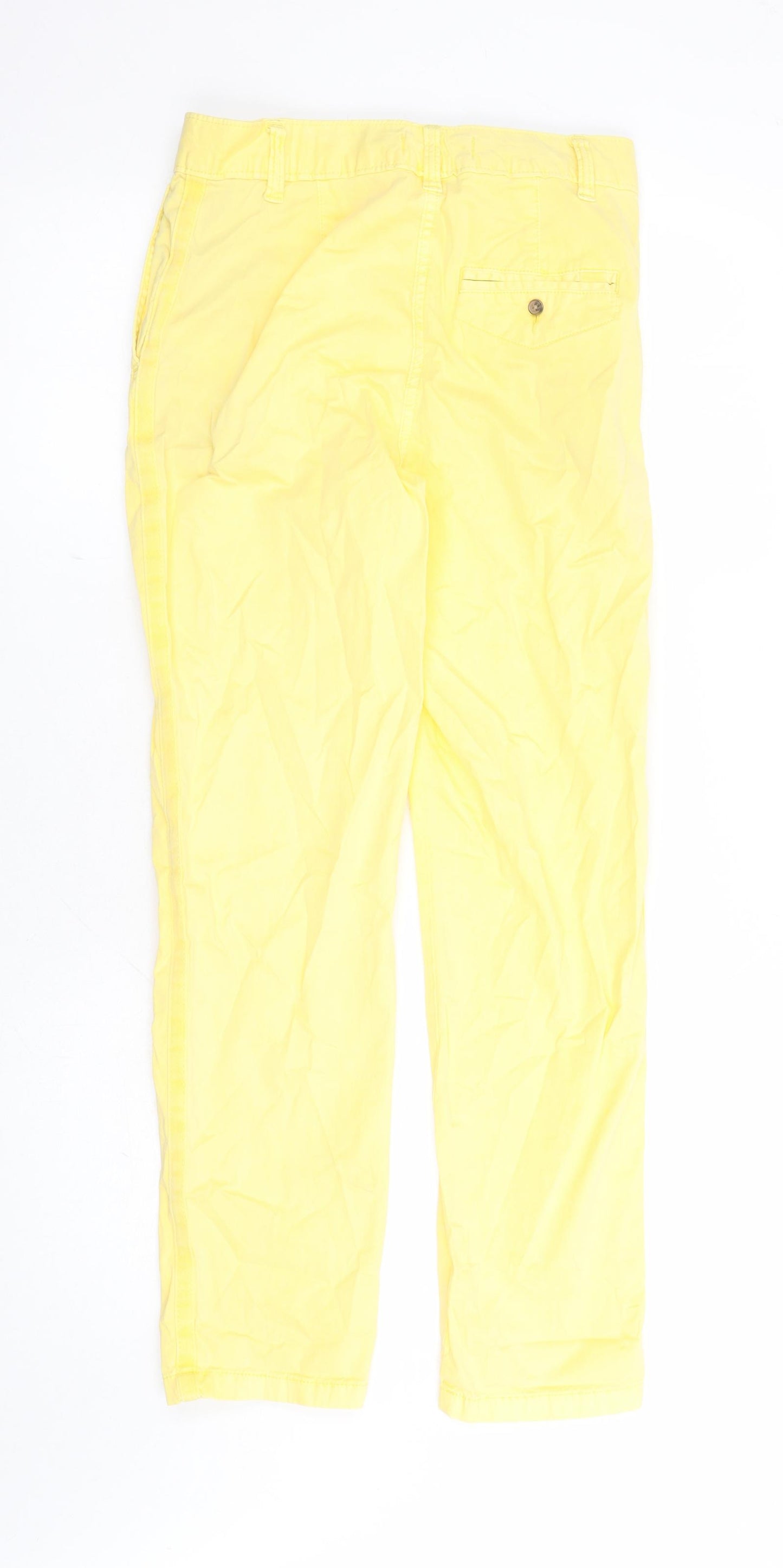 Marks and Spencer Womens Yellow Cotton Chino Trousers Size 6 L27 in Regular Zip