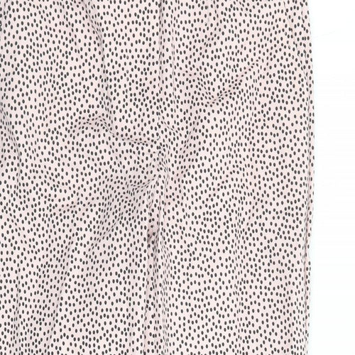 Marks and Spencer Womens Pink Polka Dot Cotton Capri Trousers Size 6 L24 in Regular Zip - Elasticated Waist