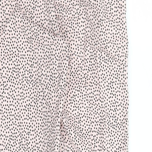 Marks and Spencer Womens Pink Polka Dot Cotton Capri Trousers Size 6 L24 in Regular Zip - Elasticated Waist