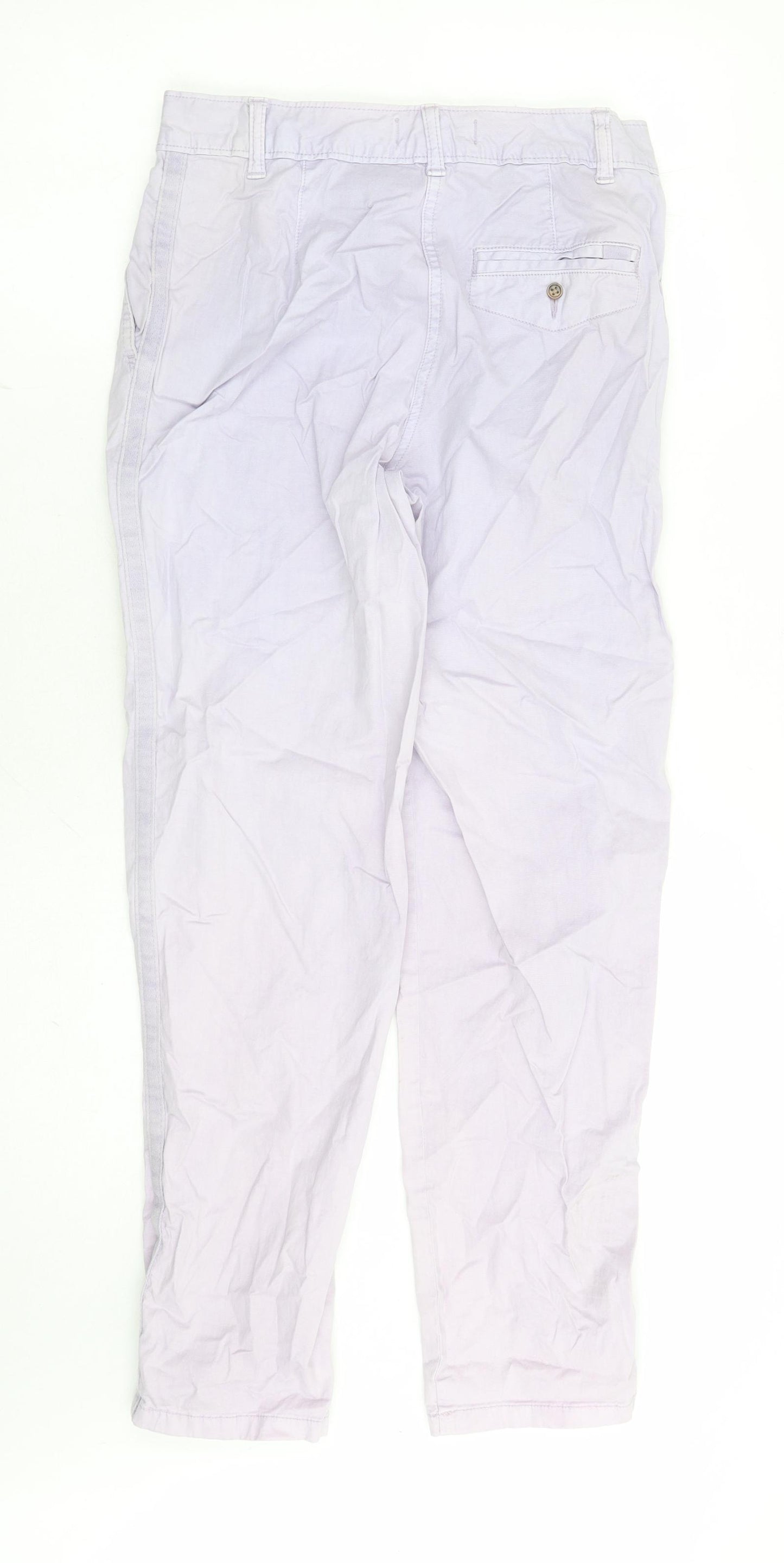 Marks and Spencer Womens Purple Cotton Chino Trousers Size 6 L27 in Regular Zip
