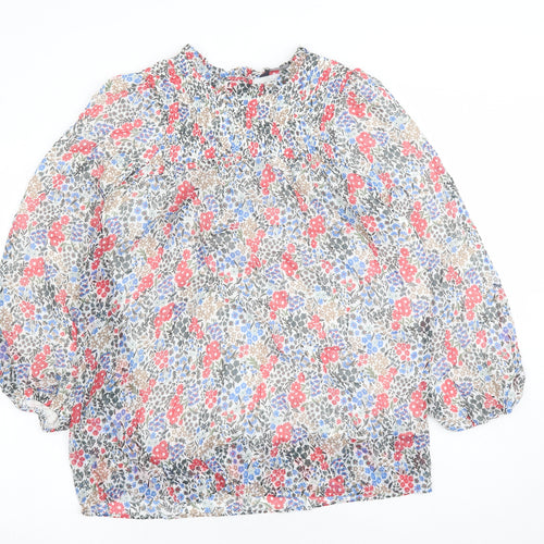 Marks and Spencer Womens Multicoloured Floral Polyester Basic Blouse Size 10 Round Neck