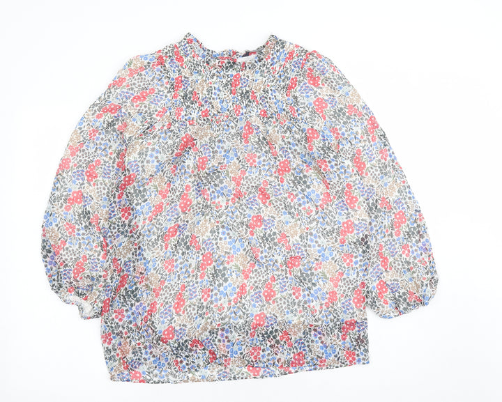 Marks and Spencer Womens Multicoloured Floral Polyester Basic Blouse Size 10 Round Neck