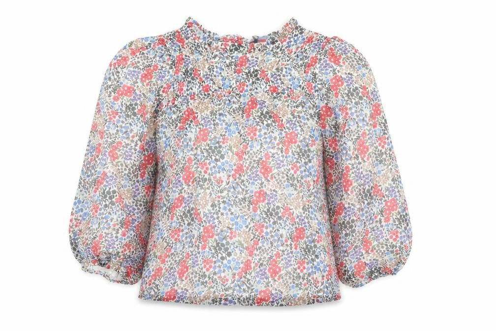 Front view of Marks & Spencer women’s multicoloured floral polyester basic blouse, size UK 10, round neck