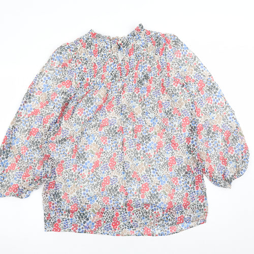 Marks and Spencer Womens Multicoloured Floral Polyester Basic Blouse Size 10 Round Neck