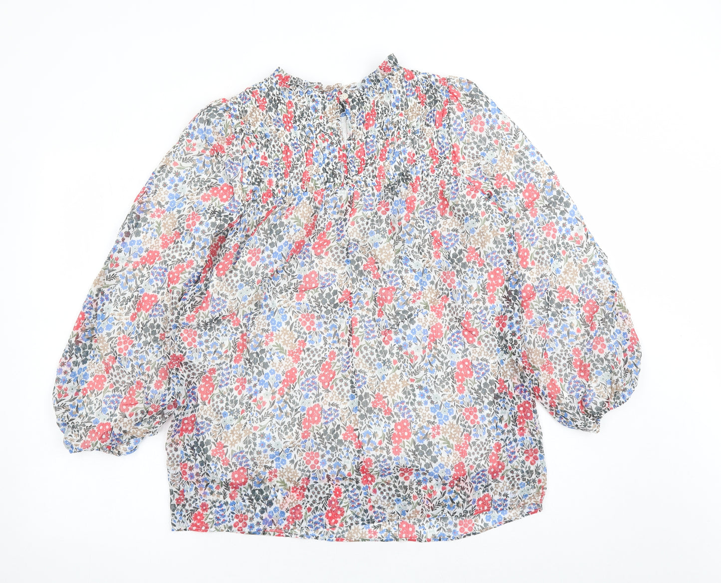 Marks and Spencer Womens Multicoloured Floral Polyester Basic Blouse Size 10 Round Neck