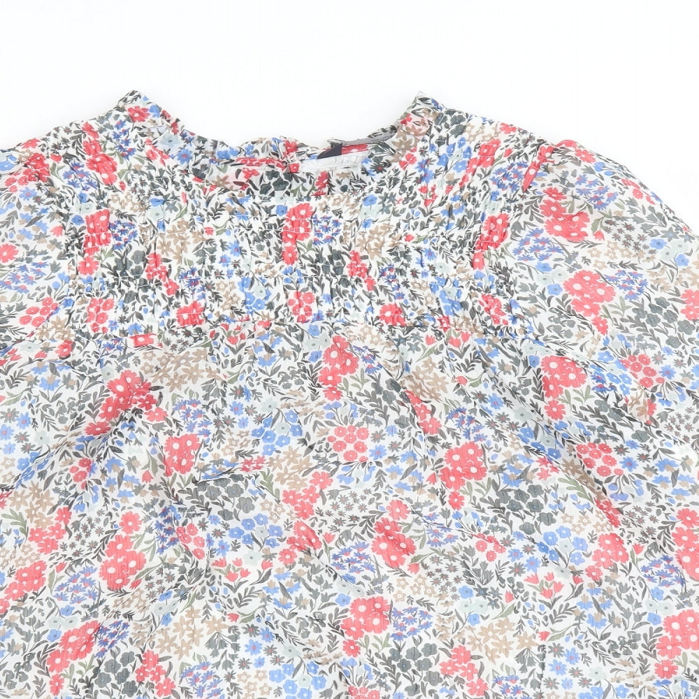 Marks and Spencer Womens Multicoloured Floral Polyester Basic Blouse Size 10 Round Neck