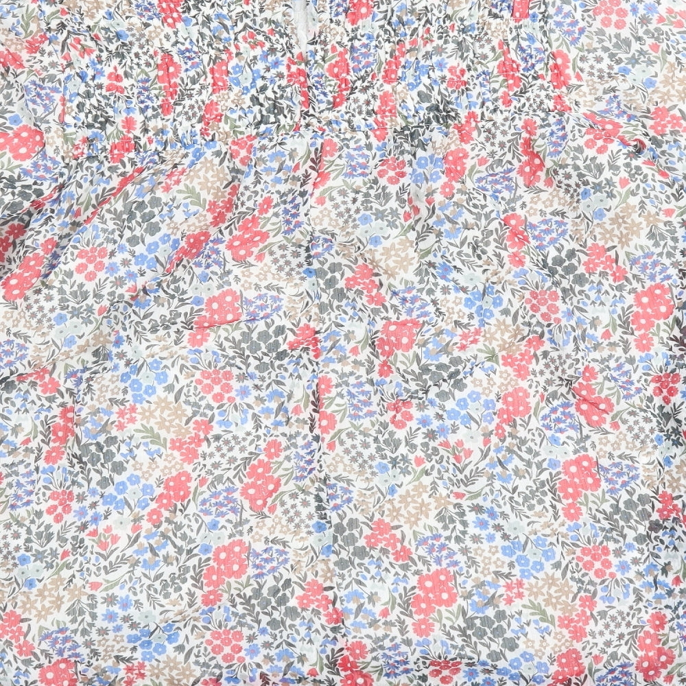 Marks and Spencer Womens Multicoloured Floral Polyester Basic Blouse Size 10 Round Neck