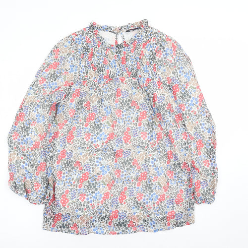 Marks and Spencer Womens Multicoloured Floral Polyester Basic Blouse Size 6 Round Neck