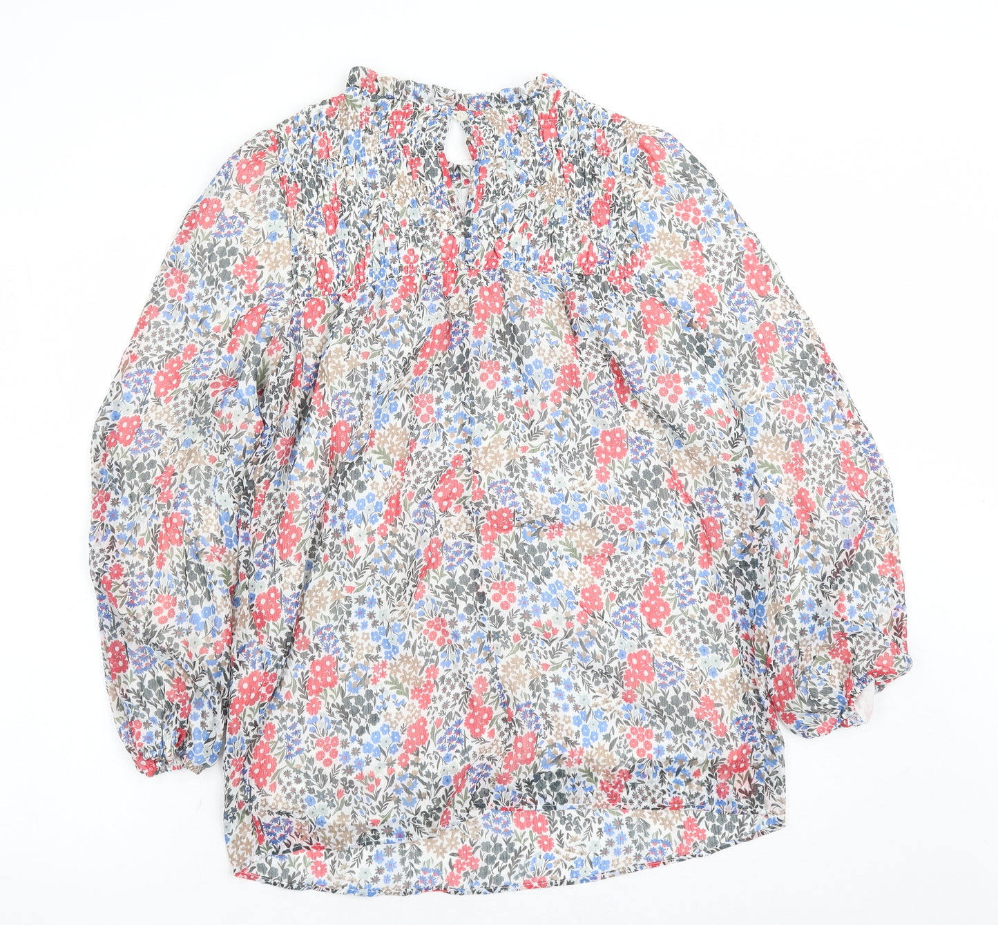 Marks and Spencer Womens Multicoloured Floral Polyester Basic Blouse Size 6 Round Neck