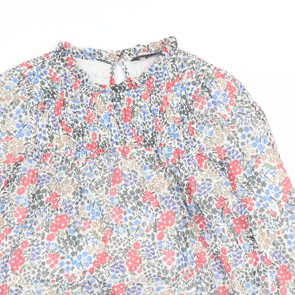 Marks and Spencer Womens Multicoloured Floral Polyester Basic Blouse Size 6 Round Neck