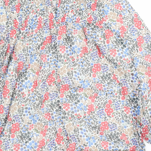 Marks and Spencer Womens Multicoloured Floral Polyester Basic Blouse Size 6 Round Neck