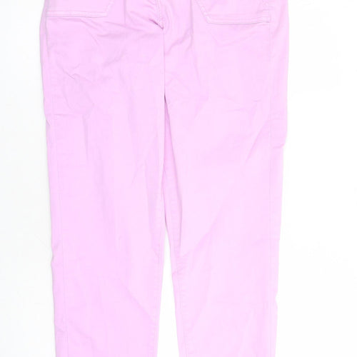 Marks and Spencer Womens Purple Cotton Straight Jeans Size 10 L29 in Regular Zip - Elasticated Waist Zip Detail On Ankle