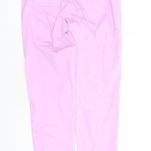Marks and Spencer Womens Purple Cotton Straight Jeans Size 10 L29 in Regular Zip - Elasticated Waist Zip Detail On Ankle