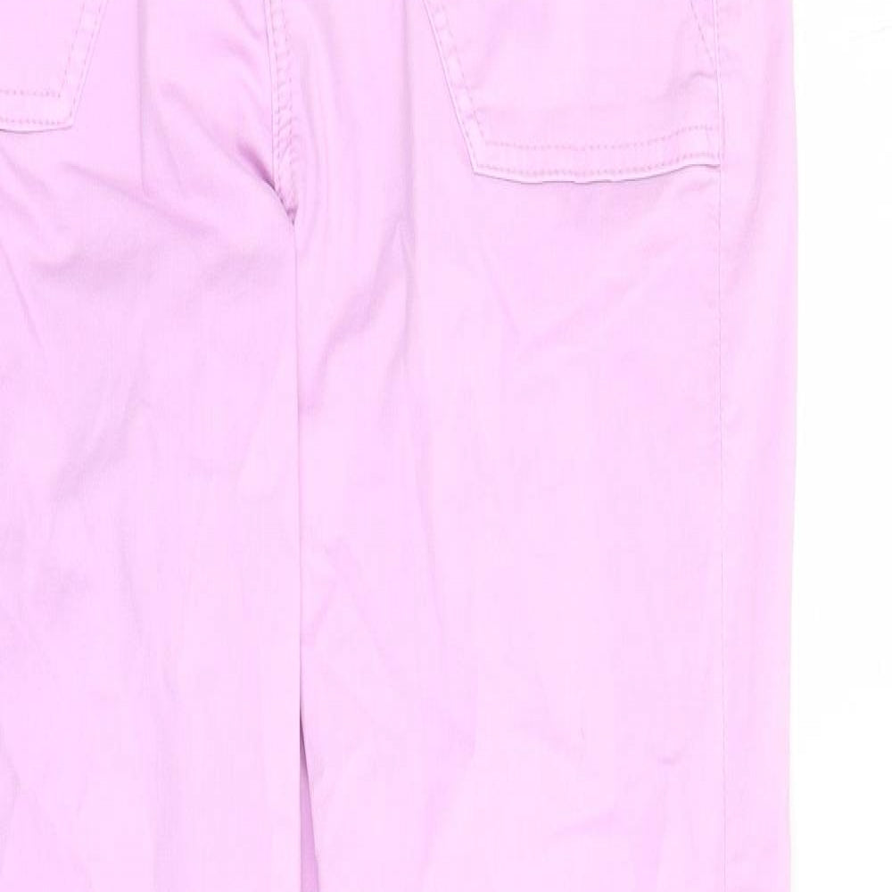 Marks and Spencer Womens Purple Cotton Straight Jeans Size 10 L29 in Regular Zip - Elasticated Waist Zip Detail On Ankle