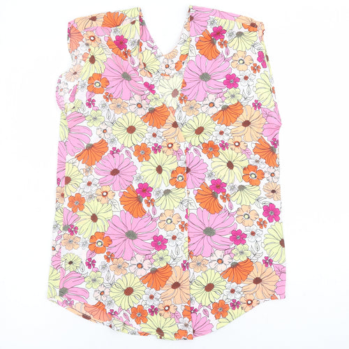 Marks and Spencer Womens Multicoloured Floral Polyester Basic Blouse Size 6 V-Neck