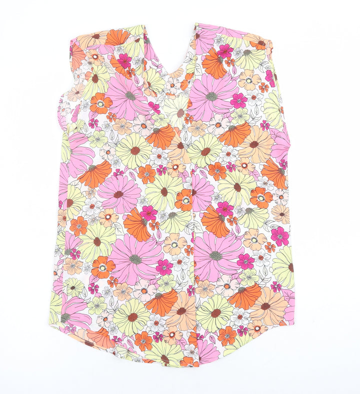 Marks and Spencer Womens Multicoloured Floral Polyester Basic Blouse Size 6 V-Neck